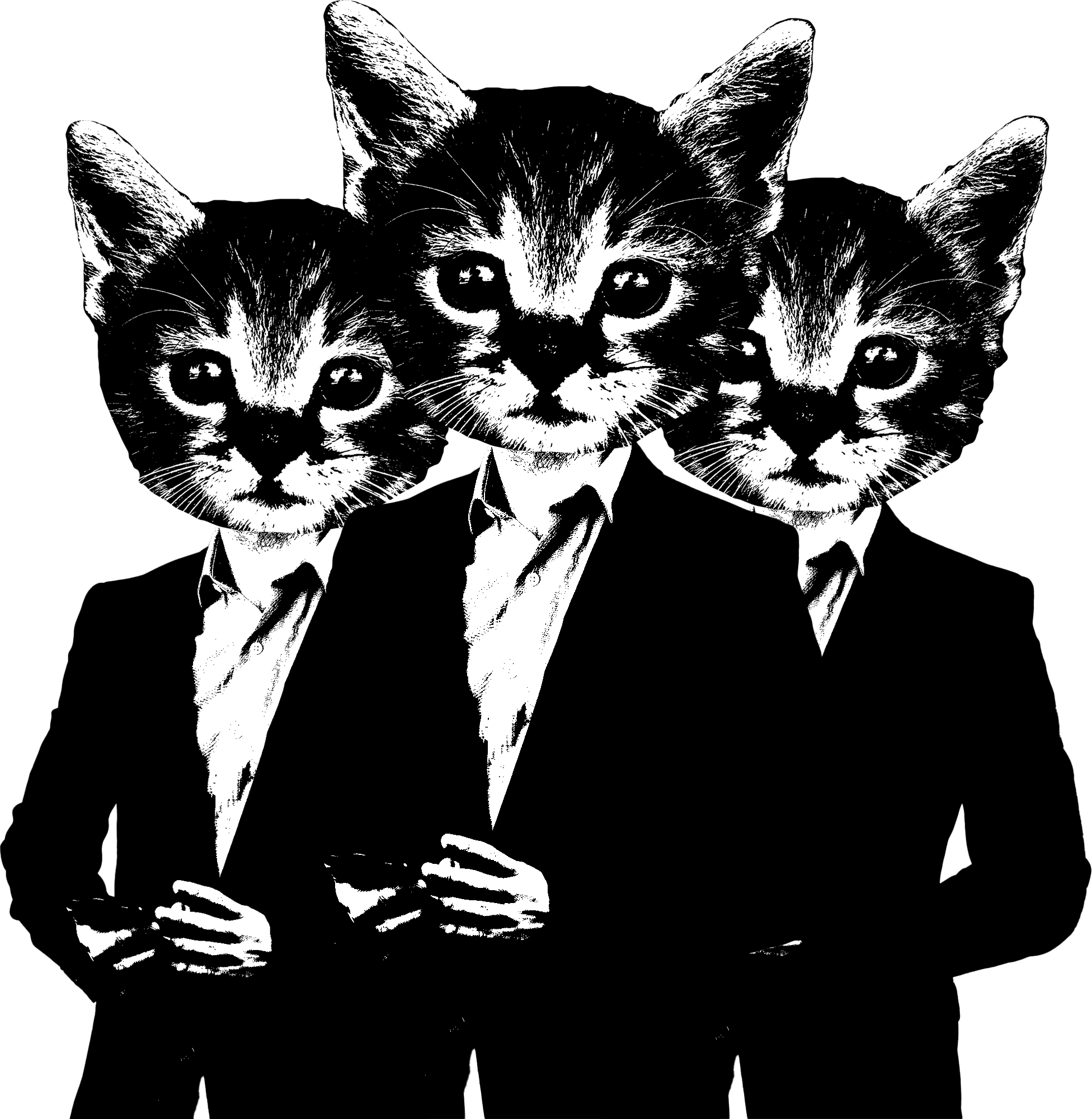 men in suits with cat heads
